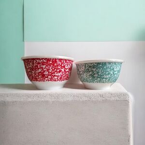 Red and Green Speckled Mixing Bowls